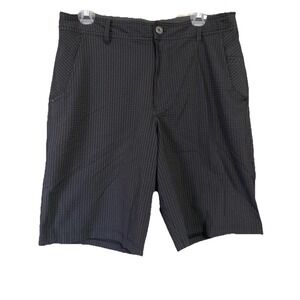 Lululemon Men's Seersucker Striped Kahuna Shorts Sz 34 Black 10.5" Inseam‎